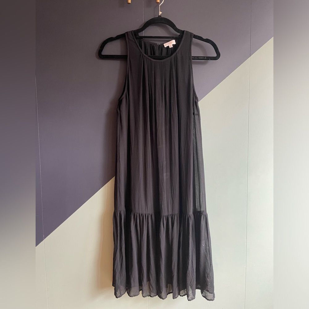 Aritzia Wilfred Sonnet 100% Silk Chiffon Midi Dress, Black, Size XS, EUC